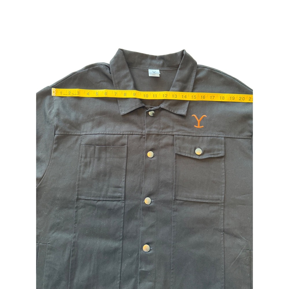 Yellowstone TV Show Mens XXL Black Cotton Denim Trucker Jacket Orange Y Logo - Picture 4 of 8
